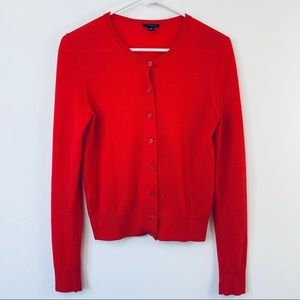 Ann Taylor Red Merino Wool Cardigan Size Small